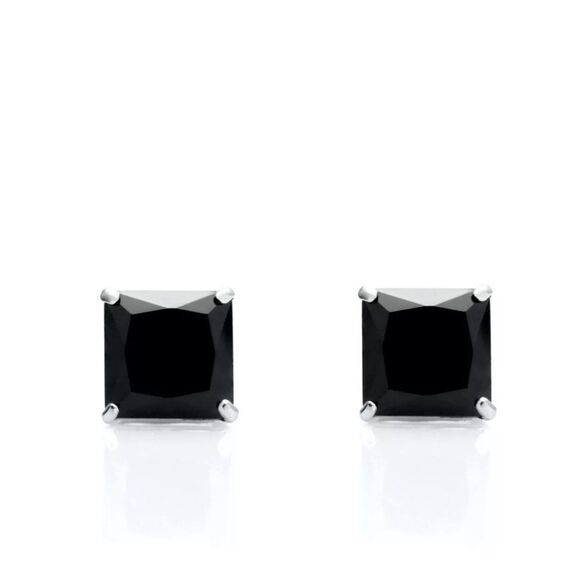 Brand New Real Gold Black Diamond Studs Earrings - Picture 2 of 3